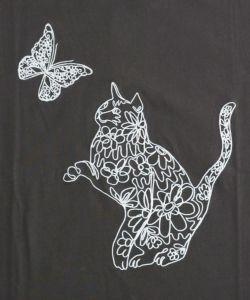 猫蝶刺繍 7分袖Tシャツ-9