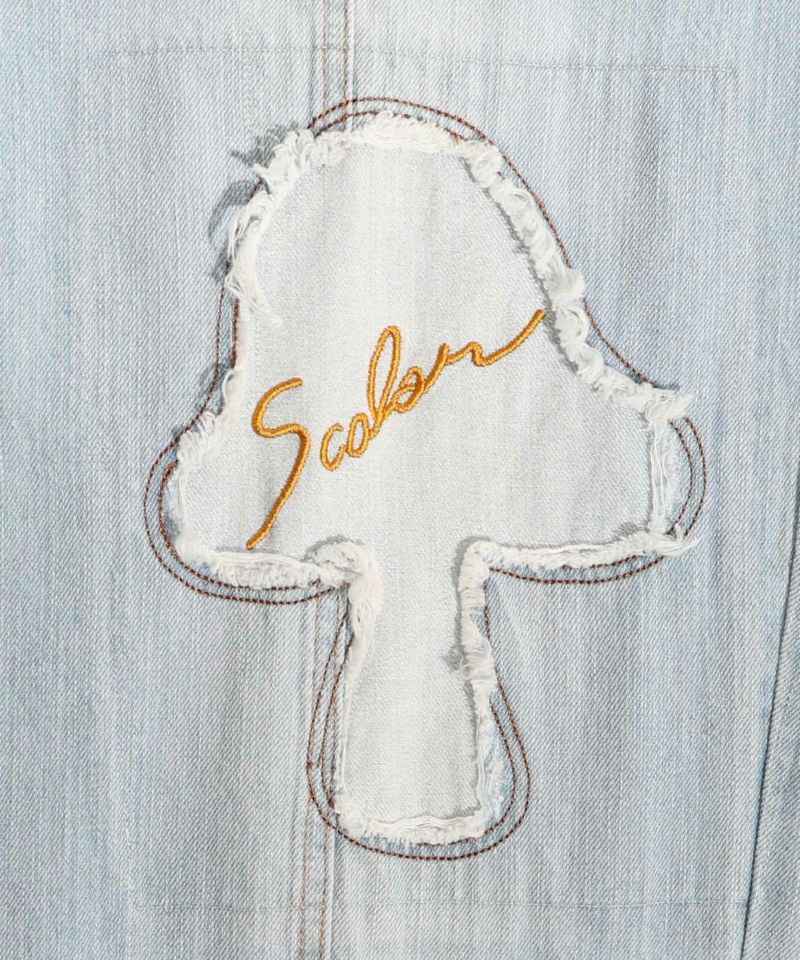 133620：キノコアップリケ スカラーちゃん刺繍デニムパンツの通販-ScoLar
