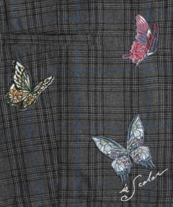 蝶刺繍 布帛とグレンチェックベスト-6