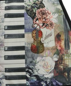 花蝶ピアノのコラージュ柄シャツワンピース-8