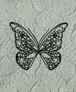 蝶刺繍エンボス花柄×チェック柄ブルゾン-8
