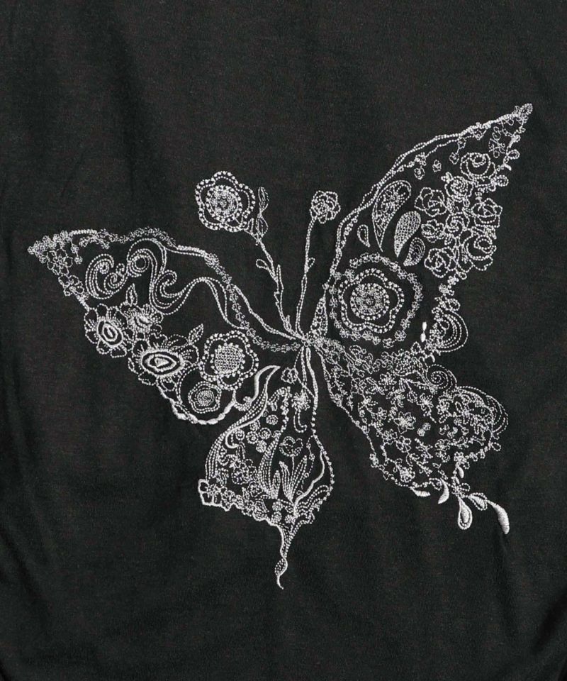 533004：花蝶刺繍とクラフト蝶チュールの切替カーディガンの通販-ScoLar