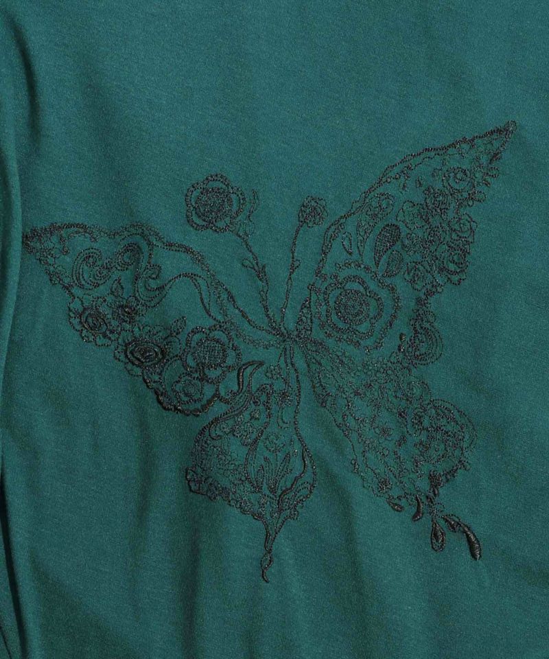 533004：花蝶刺繍とクラフト蝶チュールの切替カーディガンの通販-ScoLar