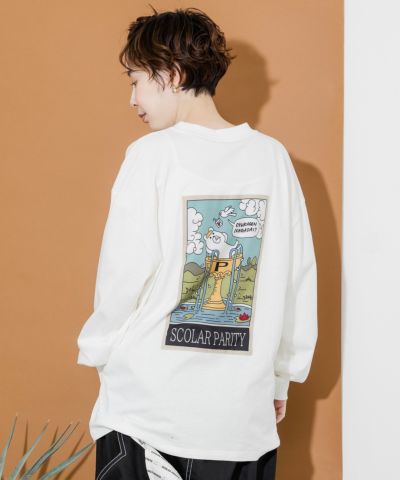 333002：点心クマ刺繍ロングスリーブTシャツの通販-ScoLar