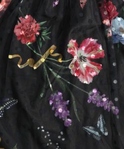 533201：フロッキードットチュール花柄スカートの通販-ScoLar