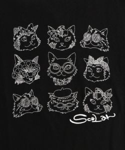 おしゃれネコたちの刺繍ロングスリーブTシャツ-9