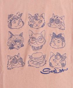 おしゃれネコたちの刺繍ロングスリーブTシャツ-11