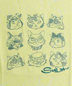 おしゃれネコたちの刺繍ロングスリーブTシャツ-13