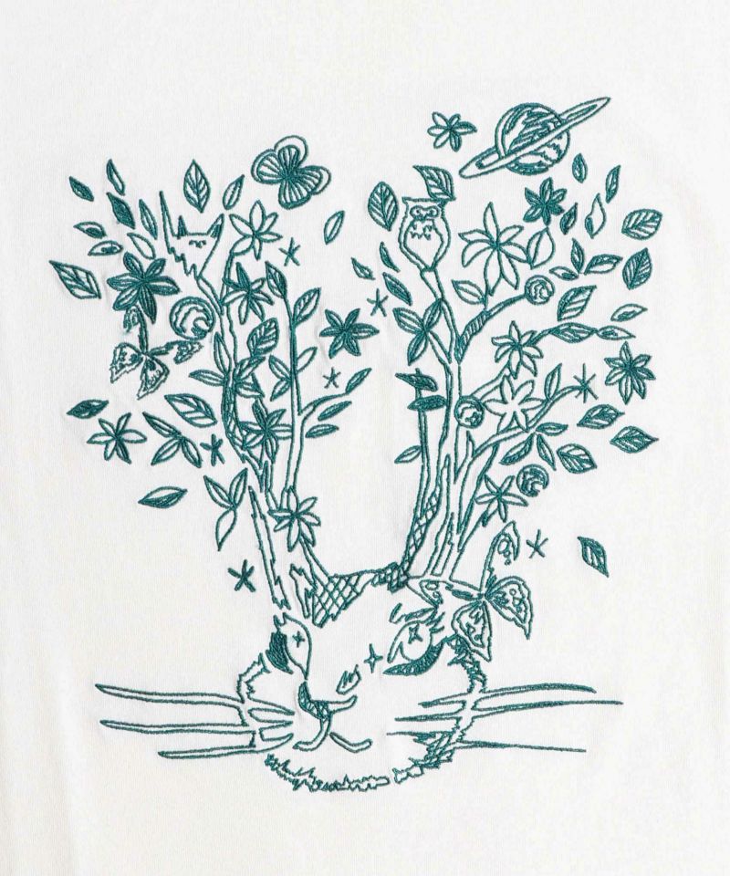 133640：花を咲かせたウサギ刺繍 ロングスリーブTシャツの通販-ScoLar