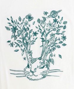 花を咲かせたウサギ刺繍 ロングスリーブTシャツ-7