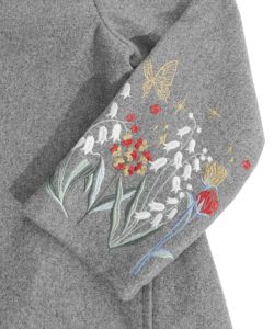 すずらんの花と蝶刺繍 フェイクウールコート-8