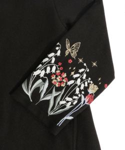 すずらんの花と蝶刺繍 フェイクウールコート-10