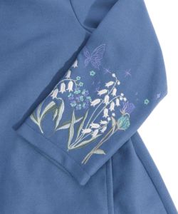 すずらんの花と蝶刺繍 フェイクウールコート-12
