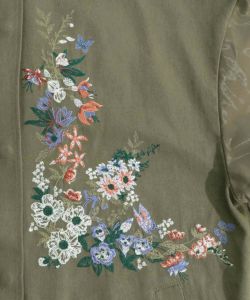 小花柄刺繍 オーガンジー袖切替ブルゾン-9