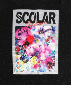 133697：ロゴ花柄アップリケ ラメ裏毛チュニックの通販-ScoLar