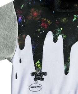 スカラー133701：ラビウサが描いた宇宙ペイント柄 アフガンネックパーカー