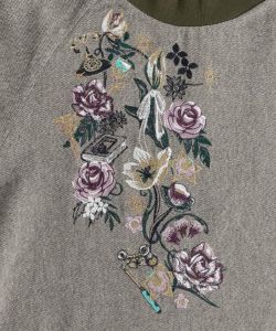 花×アンティークモチーフ刺繍 チェック柄ワンピース-10