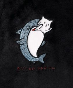 サメとネコ刺繍 ふんわり配色切替カーディガン-11