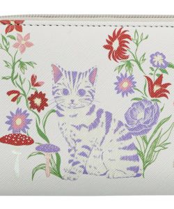 ネコ花刺繍ラウンド長財布-5