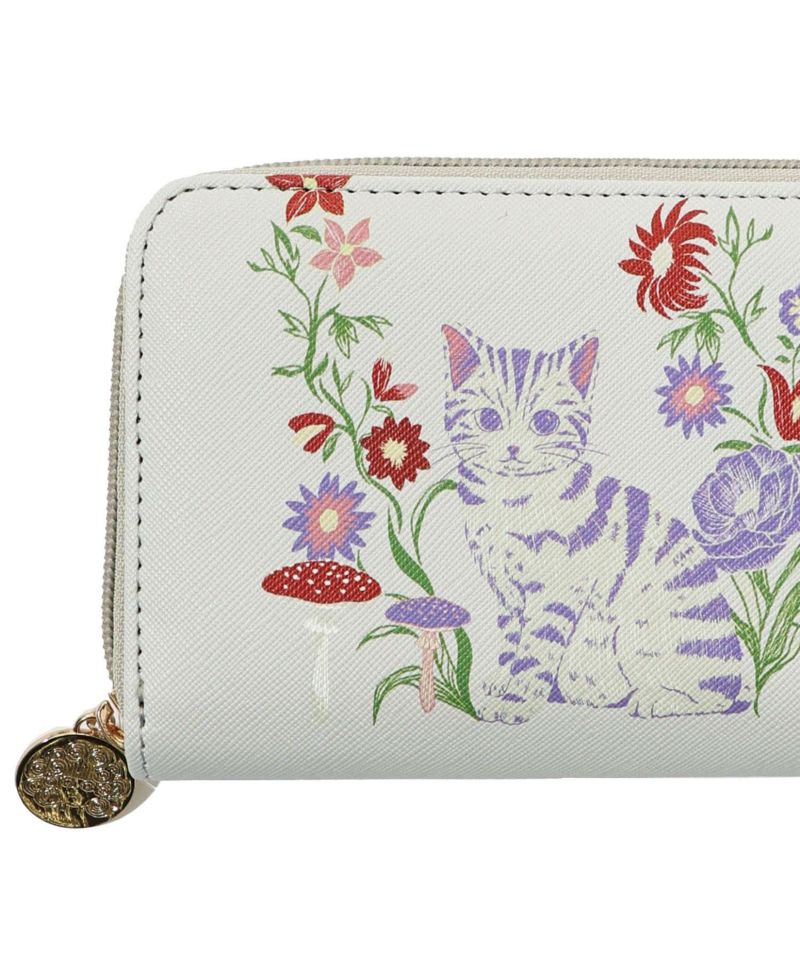 SC72-11：ネコ花刺繍ラウンド長財布の通販-ScoLar