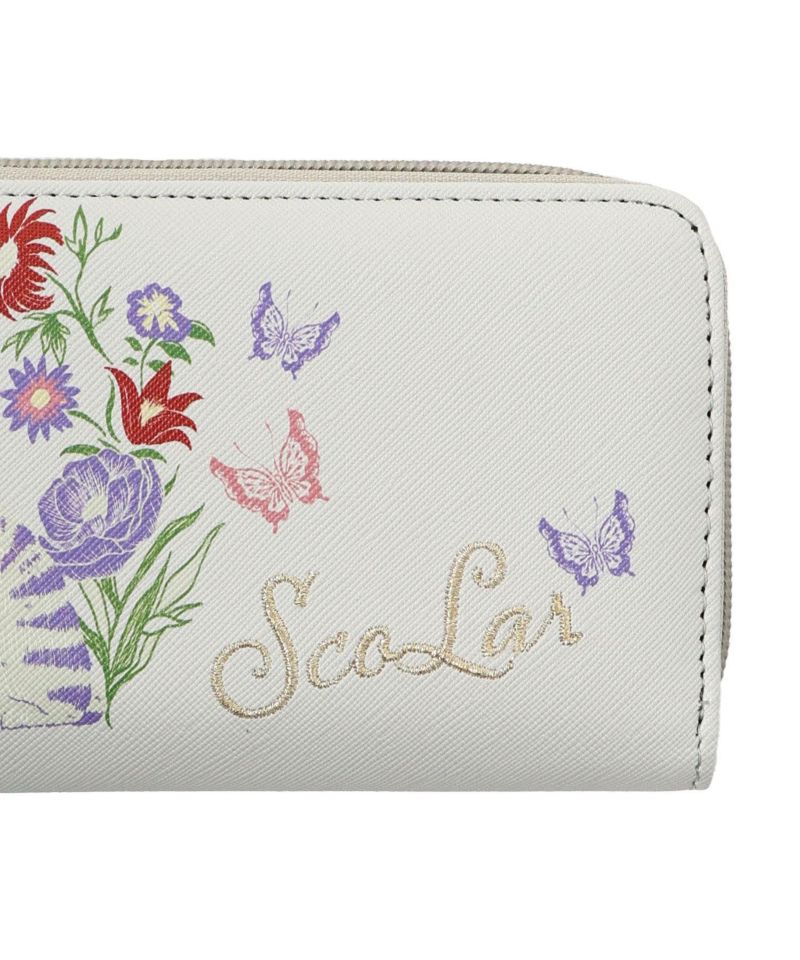 SC72-11：ネコ花刺繍ラウンド長財布の通販-ScoLar