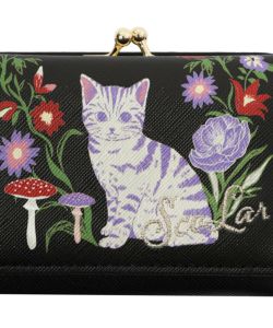 ネコ花刺繍がま口財布-9