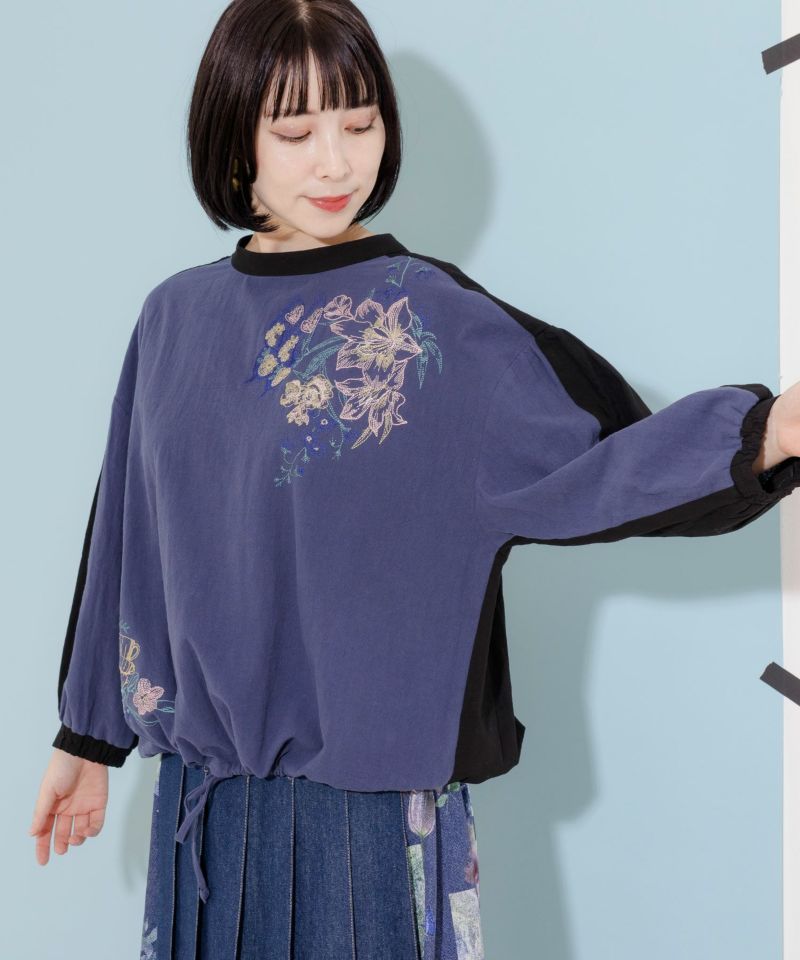 花蝶刺繍リラックスプルオーバー-1