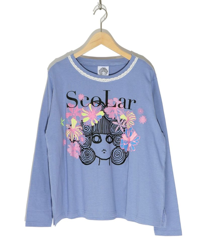 141637：花とスカラーちゃんプリント ロングスリーブTシャツの通販-ScoLar