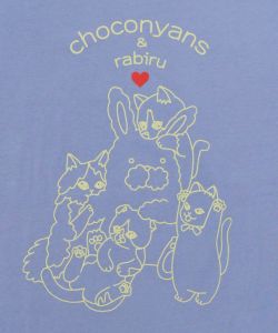 桜咲千依さんコラボ第3弾 ネコたちとラビル なかよしプリントTシャツ-18
