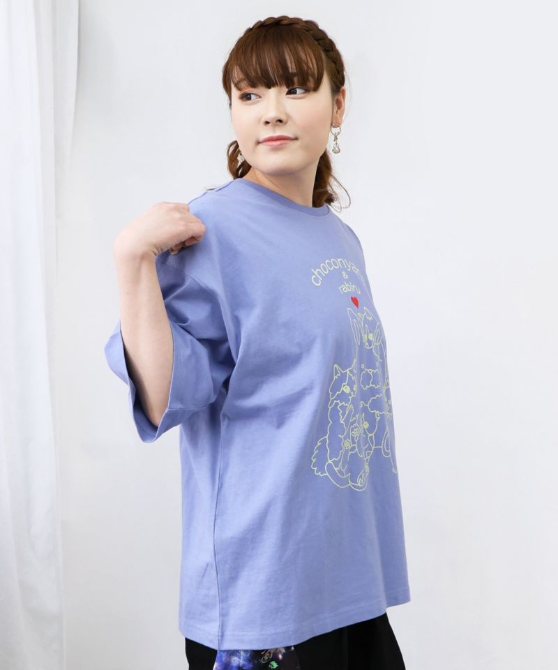 桜咲千依さんコラボ第3弾 ネコたちとラビル なかよしプリントTシャツ-21