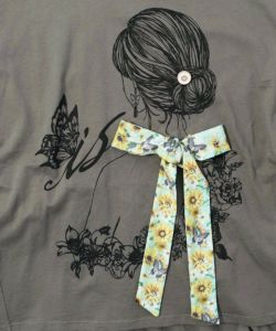 ひまわり柄リボンを飾った女の子プリントチュニック-10