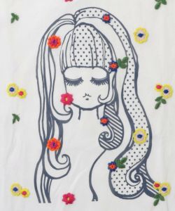 花刺繍チュール重ね 女の子プリントTシャツ-11