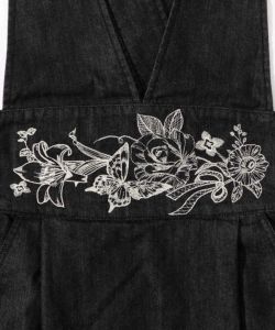 花蝶刺繍 デニムジャンパースカート-7