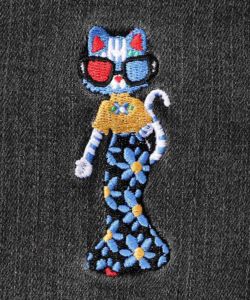おしゃれネコ刺繍 ストレッチデニムスカート-10