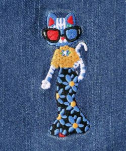 おしゃれネコ刺繍 ストレッチデニムスカート-13
