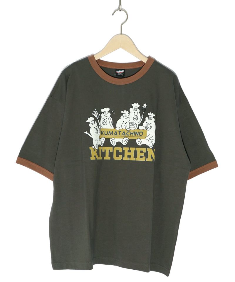 342105：クマたちのキッチンプリント リンガーネックTシャツの通販-ScoLar