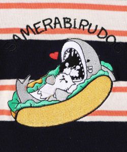 サメラビルドッグ刺繍 レトロボーダーラガーシャツ-10