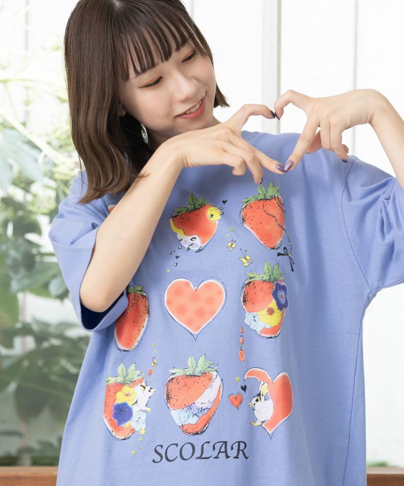 イチゴと花ハートプリントTシャツ-5