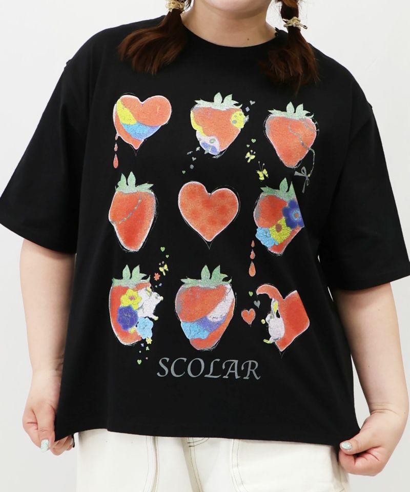 イチゴと花ハートプリントTシャツ-24
