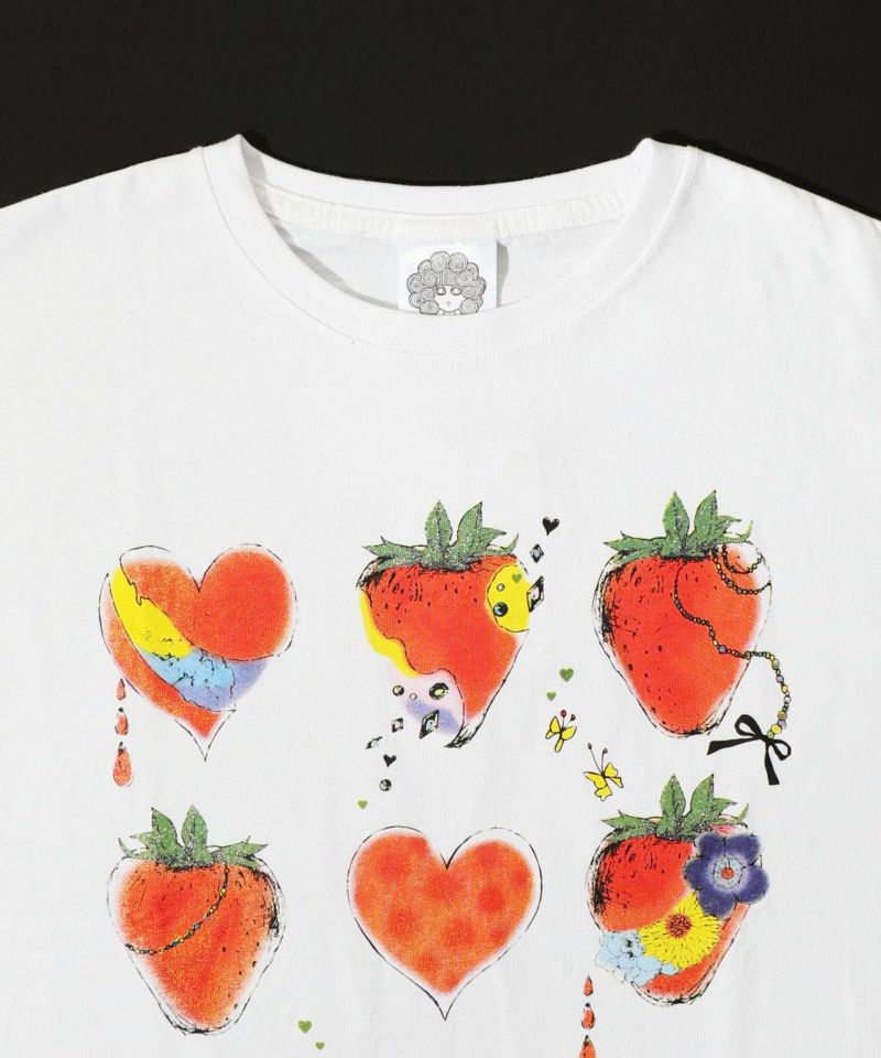イチゴと花ハートプリントTシャツ-25