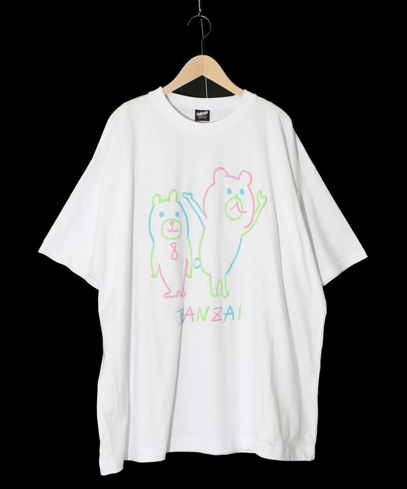 カラフルなクマのBANZAI×漫才プリントTシャツ-7