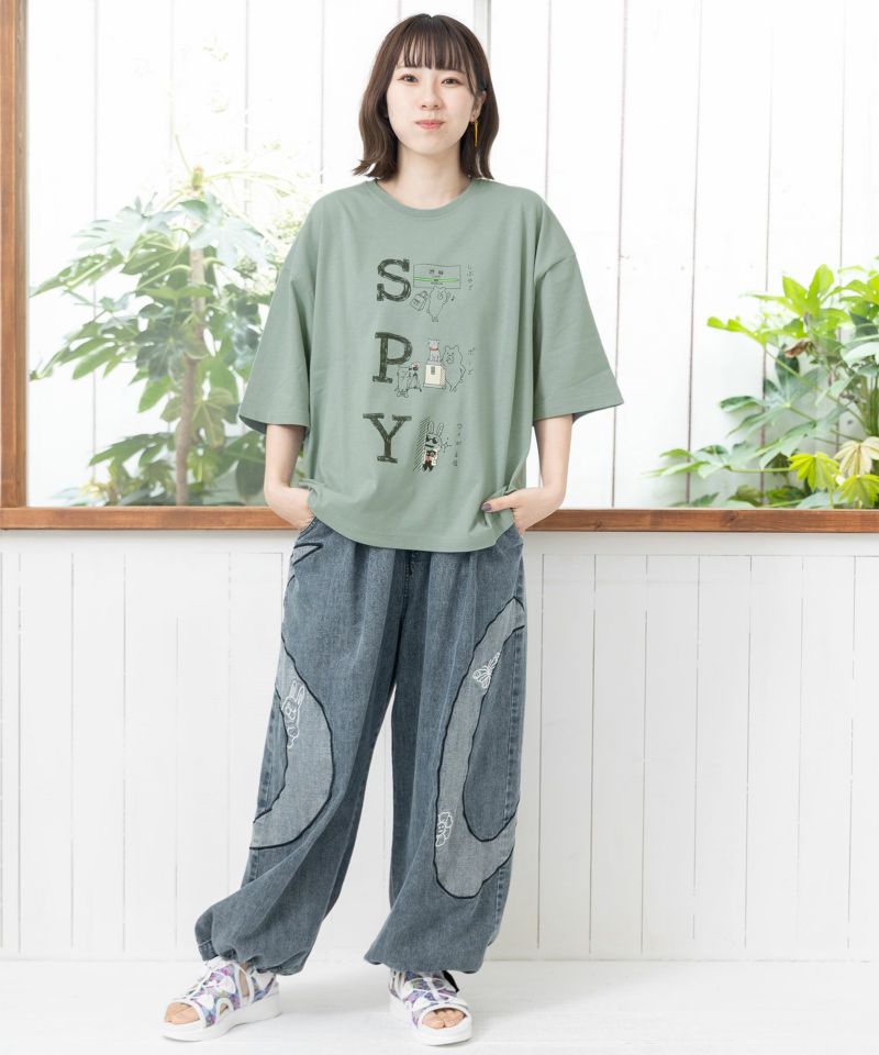 クマとウサギのSPYプリントTシャツ-2