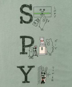 クマとウサギのSPYプリントTシャツ-11