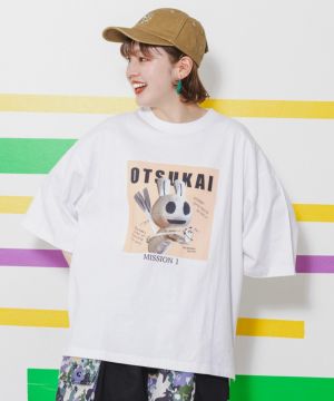 ウサギとクマのOTSUKAIプリントTシャツ-1