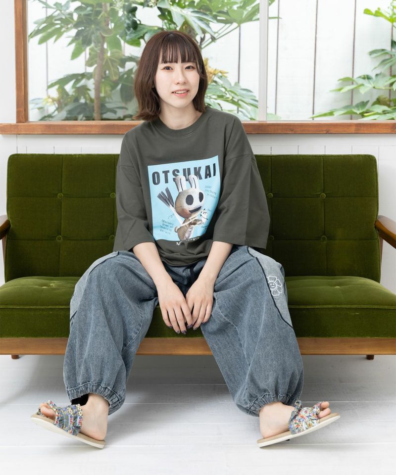 ウサギとクマのOTSUKAIプリントTシャツ-16