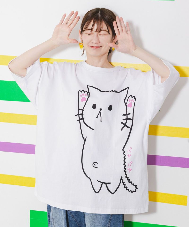 注射嫌いなネコとクマ先生のプリントTシャツ-1