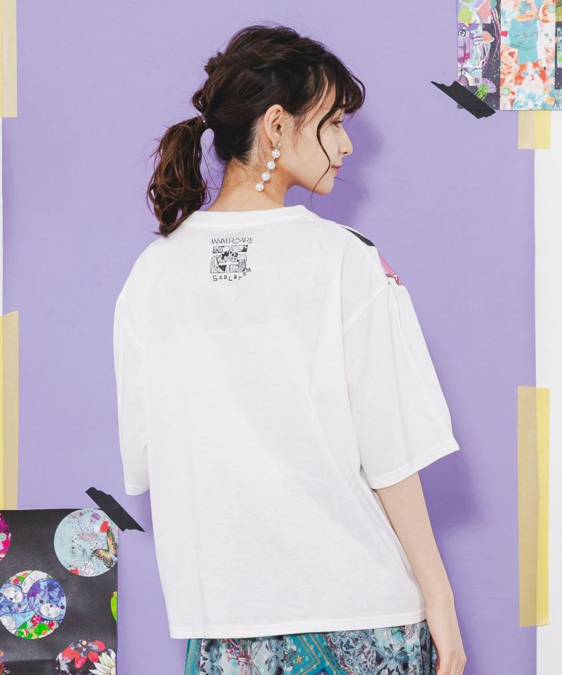 Re:花飾りをした女の子 ラメプリントTシャツ-4