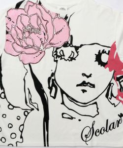 Re:花飾りをした女の子 ラメプリントTシャツ-9