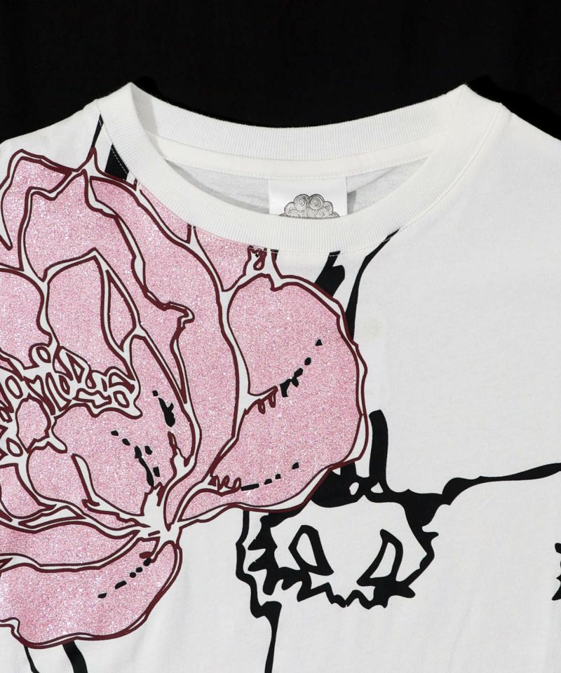 Re:花飾りをした女の子 ラメプリントTシャツ-10
