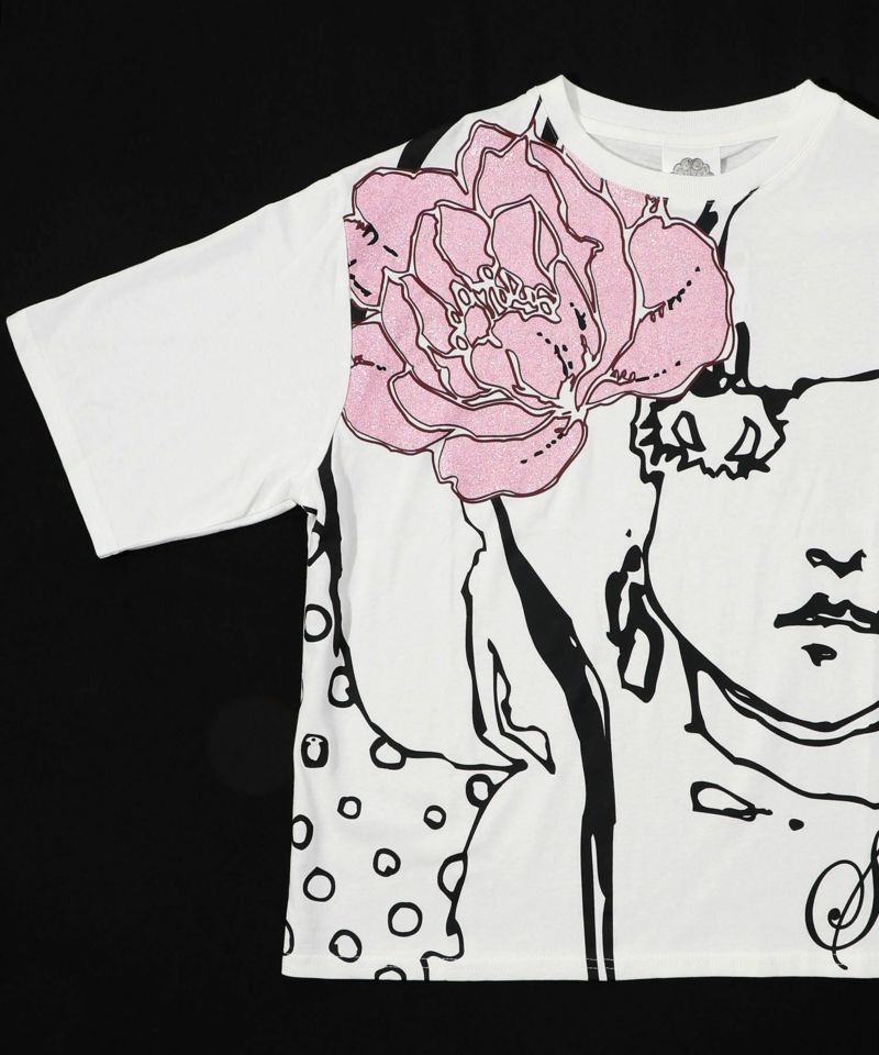 Re:花飾りをした女の子 ラメプリントTシャツ-11